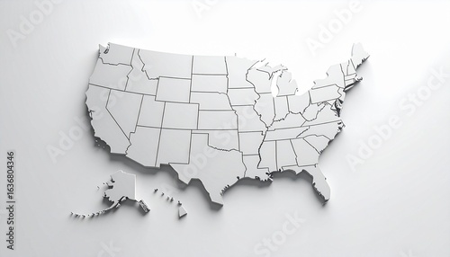 A Topographic Elevation Map of the United States with Color Gradients for Terrain and Relief Features