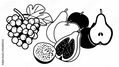 Fresh fruit assortment featuring grapes, apples, pears, and figs, perfect for healthy living and culinary inspiration.
