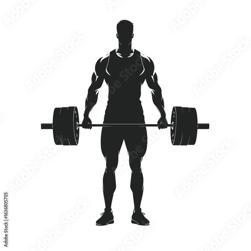 Male weightlifter silhouette holding barbell