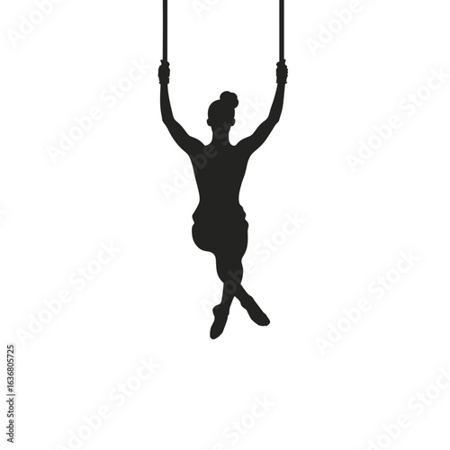 Aerial acrobat silhouette on trapeze