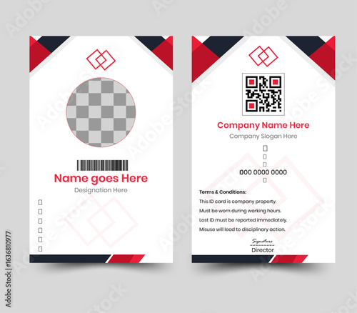 This professional ID card design combines security, style, and functionality in one. Featuring a sleek layout, vibrant colors.