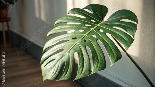 Single Monstera Leaf Isolated – Tropical Plant 