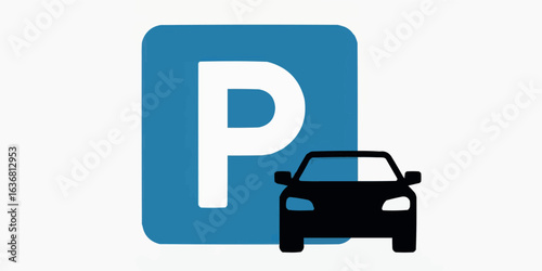 Parking sign with car illustration transportation design convenience and accessibility for urban parking facilities promoting organized street parking solutions