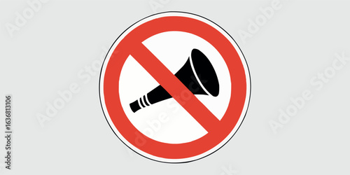 Prohibited Horn Symbol in a Red Circle A Clear Visual Sign for Traffic and Safety Regulations Illustrating Silence Zone and Rules