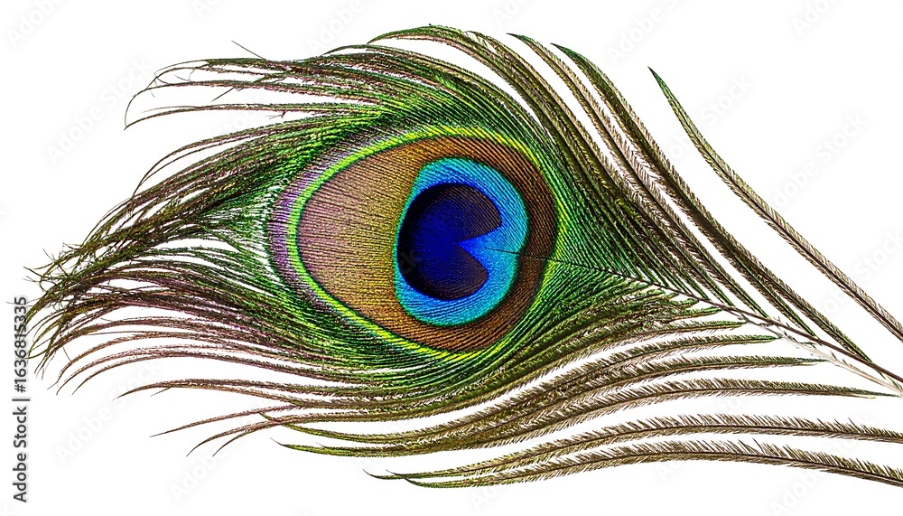Fototapeta premium Close-up peacock feather, vibrant colors (1)