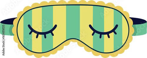 Sleep mask with striped yellow and green pattern for relaxation and comfort 