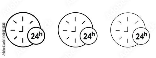 Twenty four hours icon vector Logo Design Template. Editable Stroke graphics.