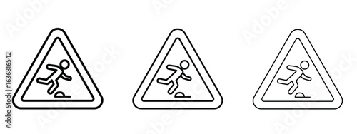 Tripping hazard warning sign vector Logo Design Template. Editable Stroke graphics.