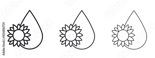 Sunflower oil icon vector Logo Design Template. Editable Stroke graphics.