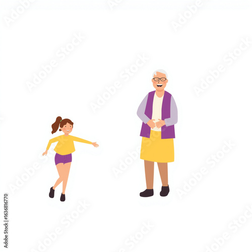 vector illustration of grandmother with her grandson on a white background