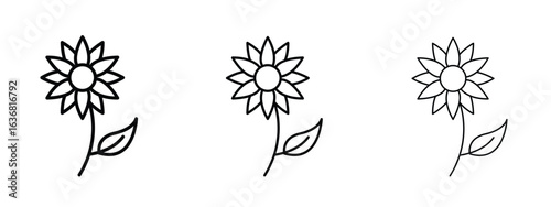 Sunflower icon vector Logo Design Template. Editable Stroke graphics.