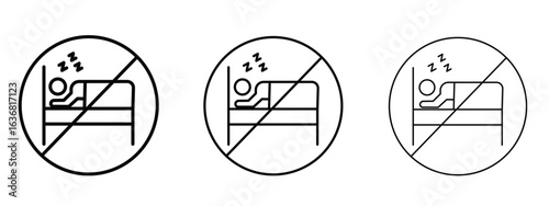 Sleepover ban sign vector Logo Design Template. Editable Stroke graphics.