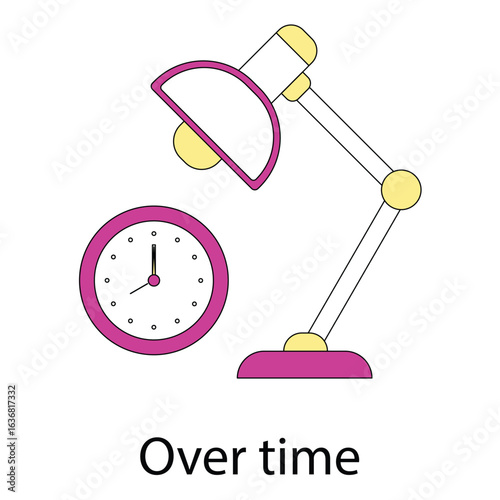 Business Overtime Clock and Schedule Vector Icon