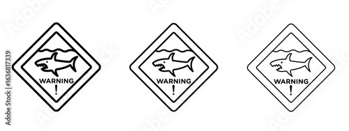 Shark warning sign vector Logo Design Template. Editable Stroke graphics.