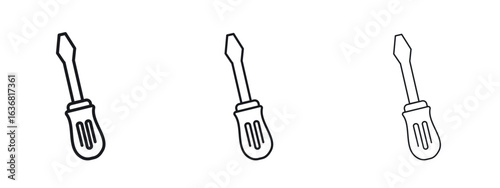 Screwdriver icon vector Logo Design Template. Editable Stroke graphics.