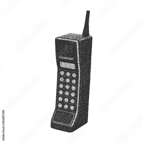 Isolated Retro Mobile Phone Dot Art Illustration