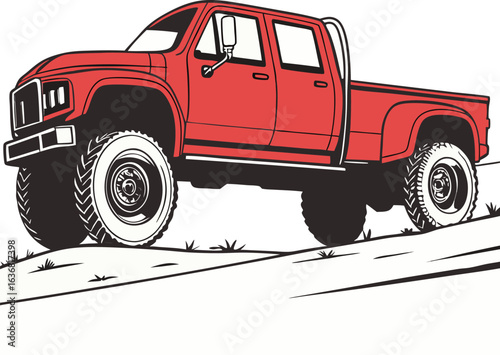 A side view of a big pick up truck, a cargo transportation concept