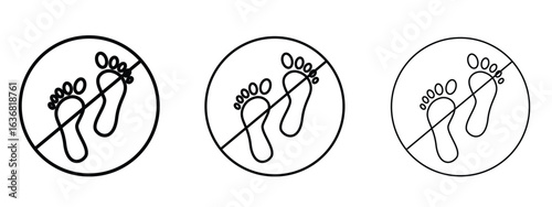No foot print sign vector Logo Design Template. Editable Stroke graphics.