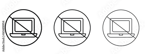No computer sign vector Logo Design Template. Editable Stroke graphics.