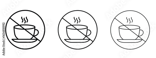 No coffee cup sign vector Logo Design Template. Editable Stroke graphics.