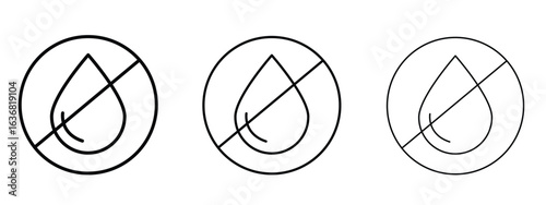 No Water drop sign vector Logo Design Template. Editable Stroke graphics.
