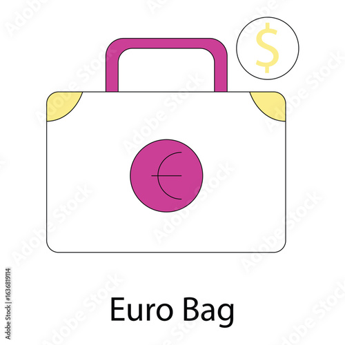 Currency Money Bag with Euro Sign