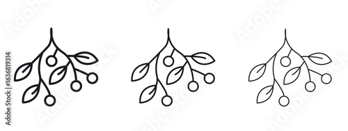 Mistletoe icon vector Logo Design Template. Editable Stroke graphics.