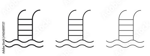 Ladder in swimming pool icon vector Logo Design Template. Editable Stroke graphics.