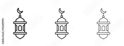 Islamic lantern icon vector Logo Design Template. Editable Stroke graphics.