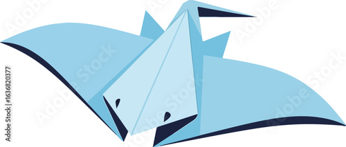 Origami Stingray Vector Light Blue Navy Minimal Flat Design
