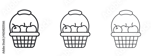 Fruit basket icon vector Logo Design Template. Editable Stroke graphics.
