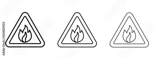 Fire warning sign vector Logo Design Template. Editable Stroke graphics.
