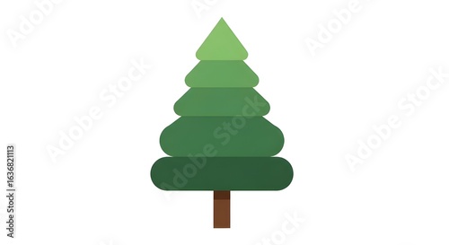 Stylized Green Pine Tree Flat Design Icon Simple Nature Graphic