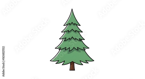 Simple Cartoon Green Evergreen Pine Tree Illustration Vector