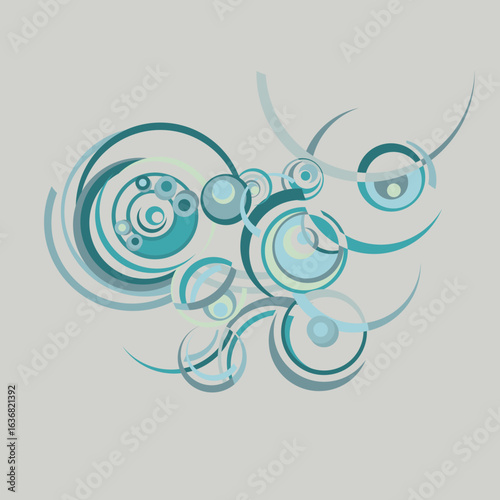Flowing pattern of raindrops. Magical pattern of rings of raindrops on water. Abstract composition of geometric circles.