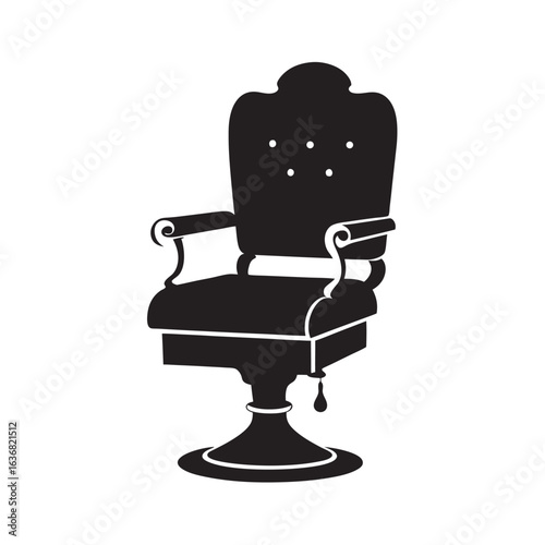 Classic Barber Chair with Footrest Silhouette Vector