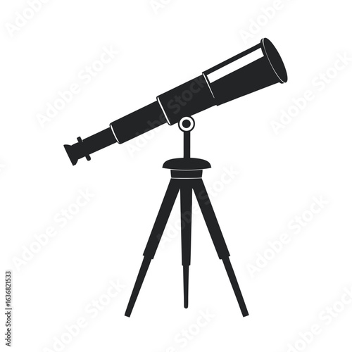 Antique Telescope on Tripod Stand Silhouette Vector
