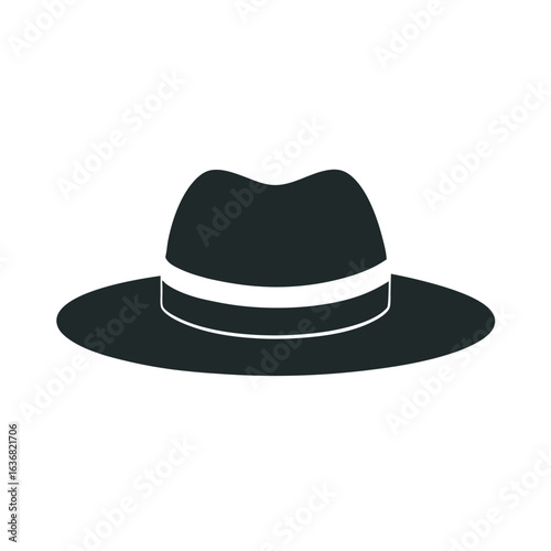 Vintage Hat With Wide Brim Silhouette Vector