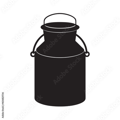 Vintage Milk Can With Lid Silhouette Design