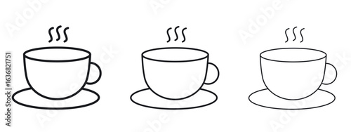 Cup of coffee icon vector Logo Design Template. Editable Stroke graphics.