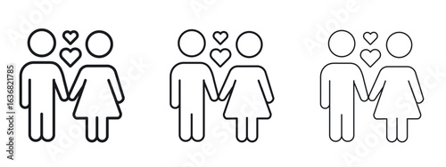 Couple with love icon vector Logo Design Template. Editable Stroke graphics.