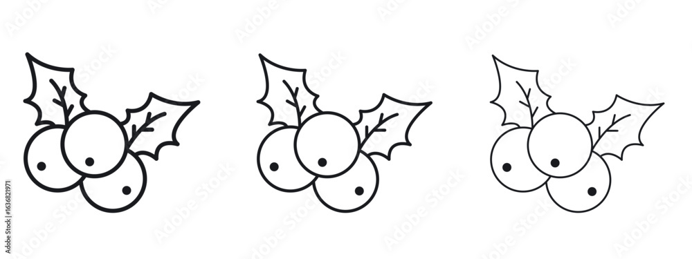 Fototapeta premium Christmas holly berry icon vector Logo Design Template. Editable Stroke graphics.