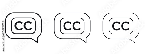 Closed caption icon vector Logo Design Template. Editable Stroke graphics.