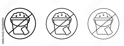 Cleaning bucket with sponge sign vector Logo Design Template. Editable Stroke graphics.