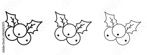 Christmas holly berry icon vector Logo Design Template. Editable Stroke graphics.