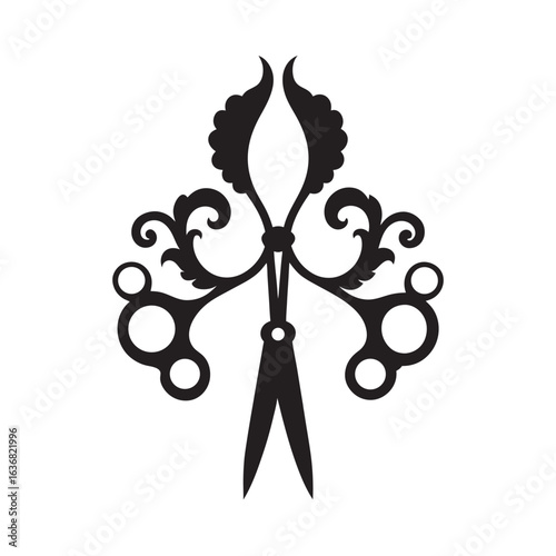 Antique Sewing Scissors with Loop Handle Silhouette Design