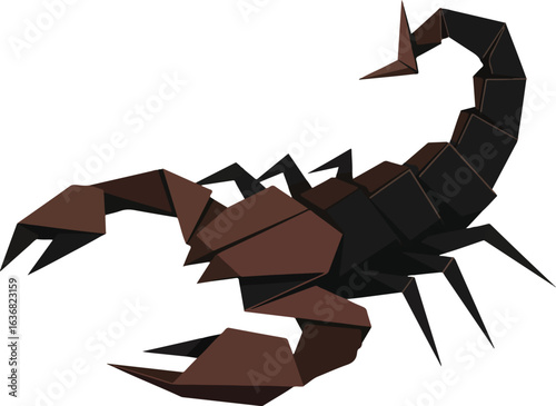 Origami Scorpion Vector Dark Brown Black Paper Minimal Flat Design