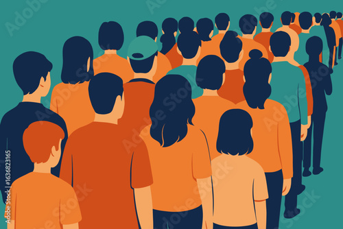 Multicultural and international rights concept represented by diverse crowd of abstract people silhouettes in transparent vector illustration, symbolizing community, society, and different