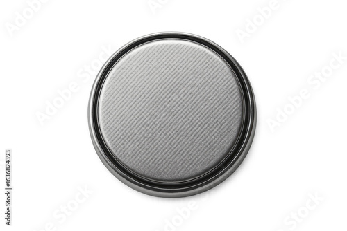 Round lithium button cell battery isolated on transparent background