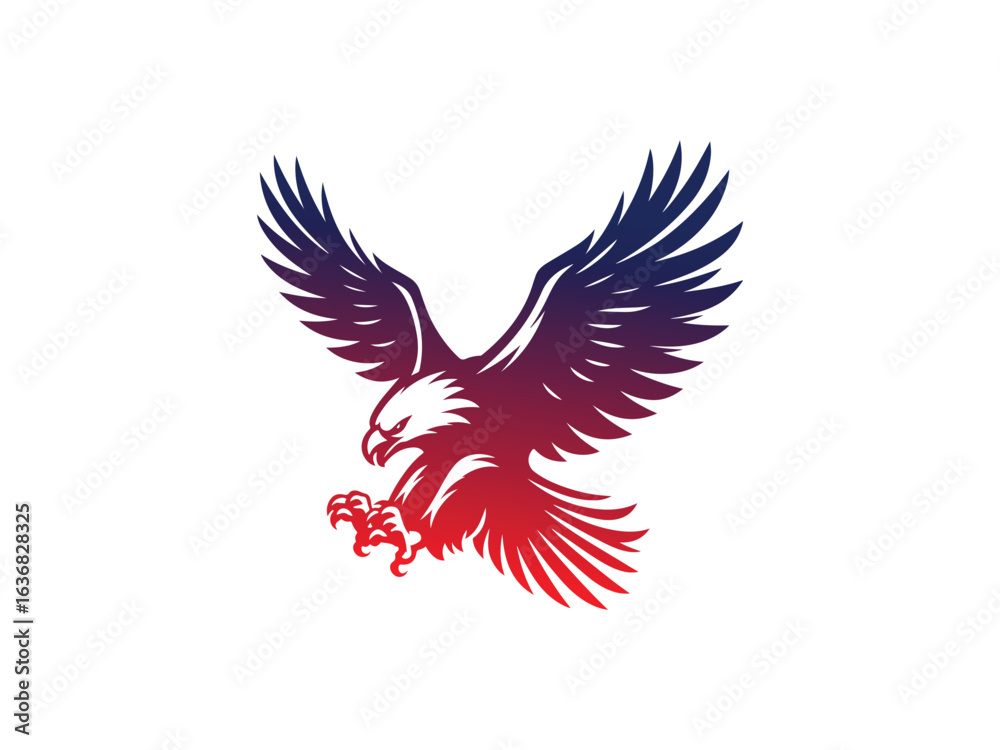 Obraz premium Black Silhouette of Flying Eagle Vector Illustration
